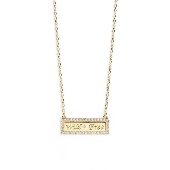 Lulu Dk Wild & Free Statement CZ Accent 14k Gold-Plated Bar Pendant Necklace - Picture 2 of 4